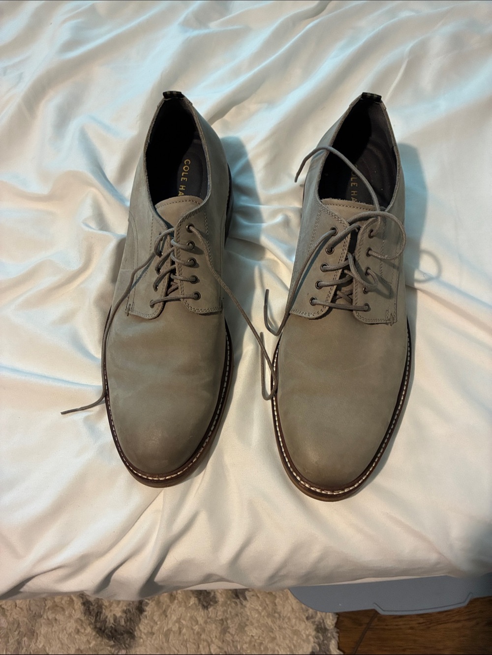 Cole Haan Taupe Suede Derby Lace-Up Shoes